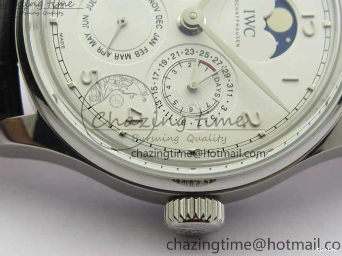 MIROTIME 0314 Portugieser Perpetual Calendar IW503301 V9F 1:1 Best Edition Silver Dial on Black Leather Strap A EyeCatching 7116